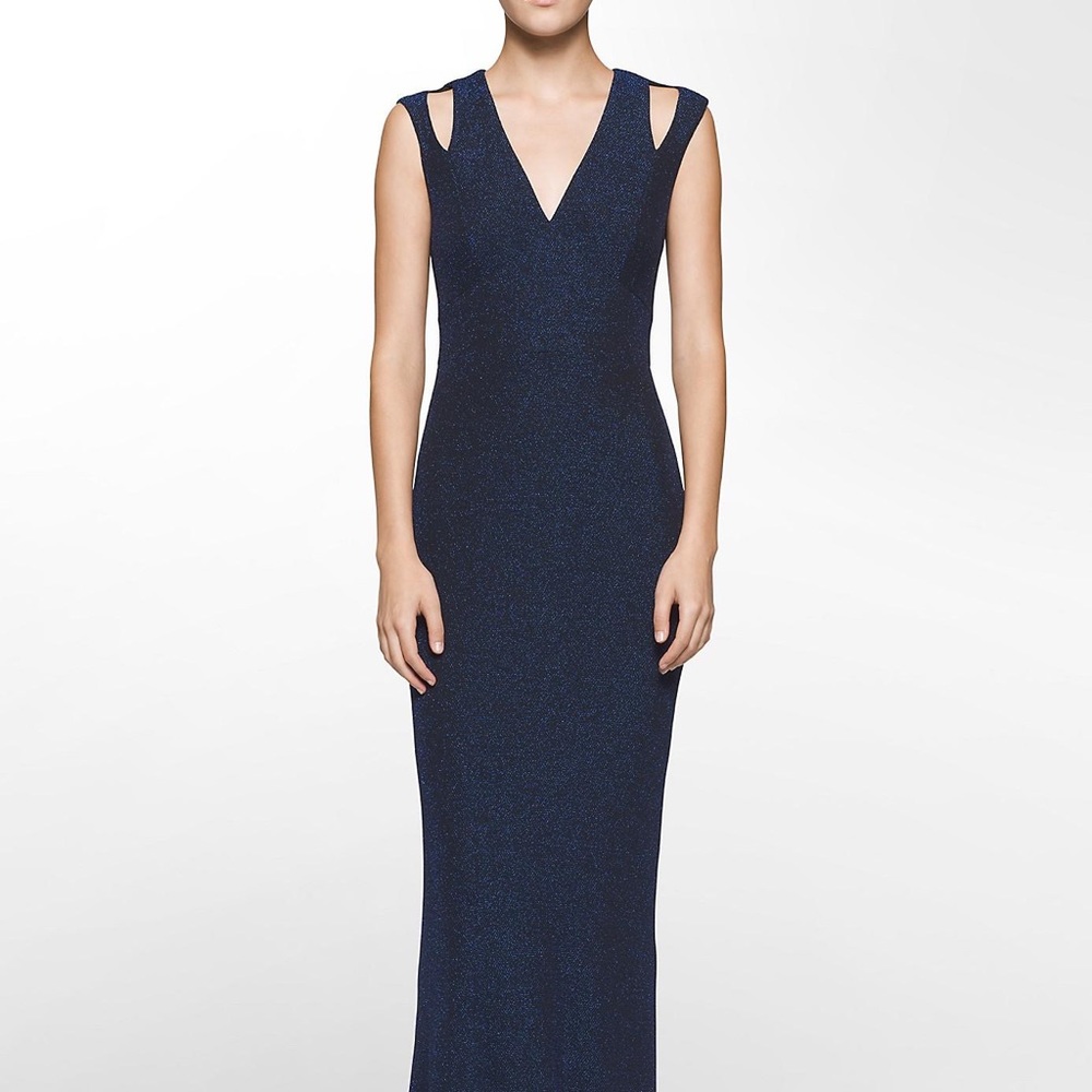 Calvin Klein Midnight Blue Metallic Formal Dress.